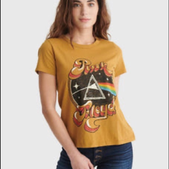 Lucky Brand Tops - LUCKY BRAND • Short Sleeve Yellow Pink Floyd Graphic Band Tee
